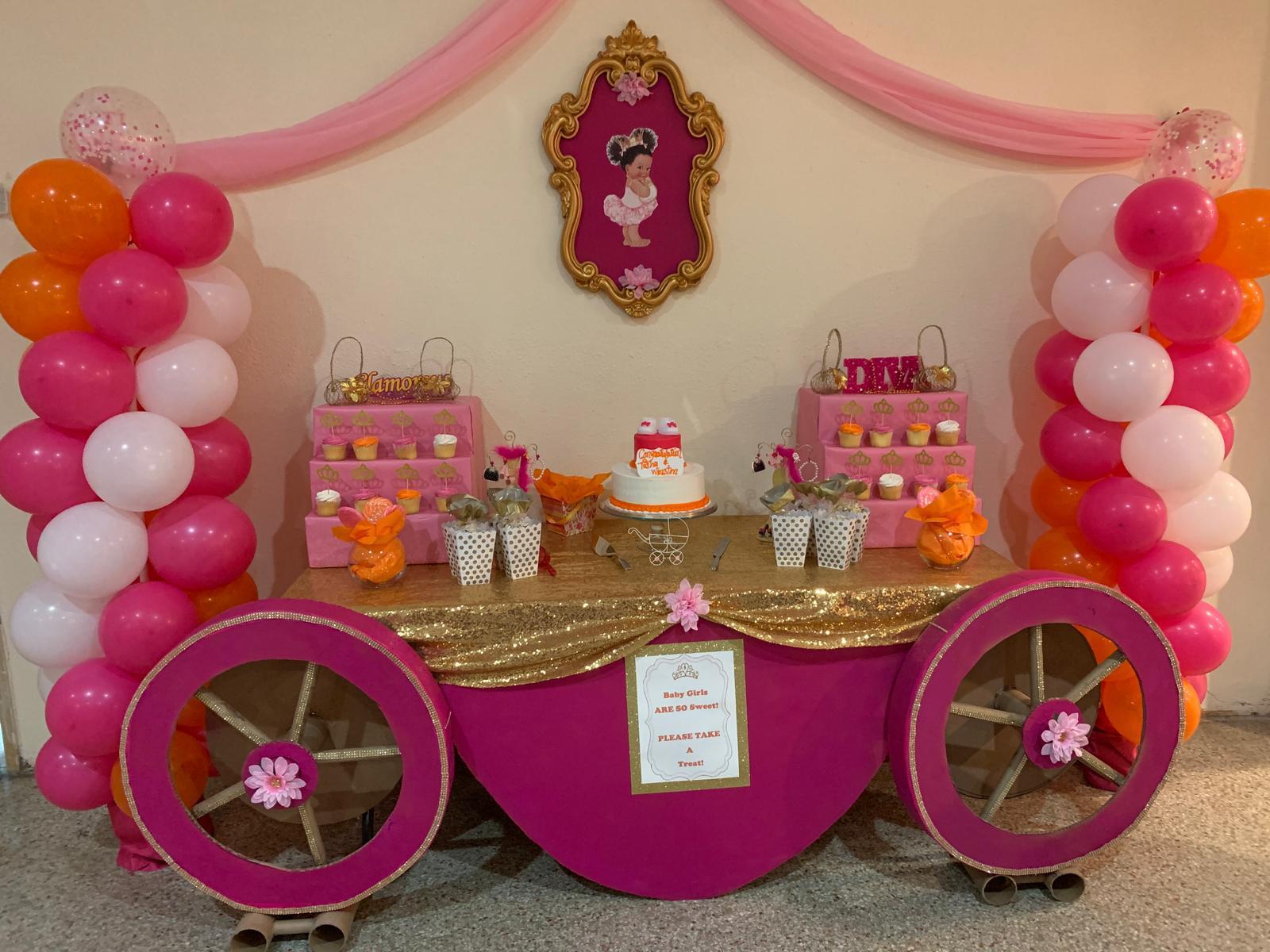 Decorated banquet hall space ready for a special event.