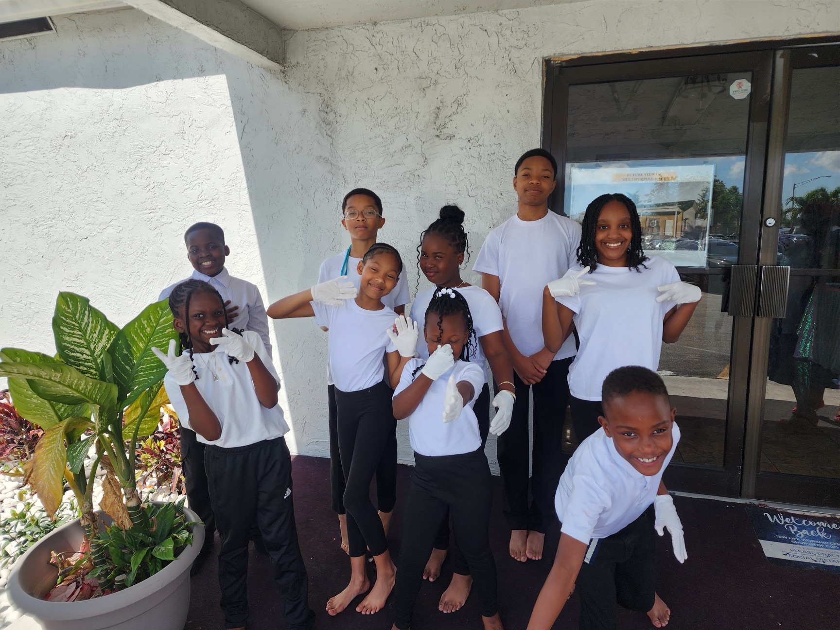 Children's Ministry members gathered together after a performance.
