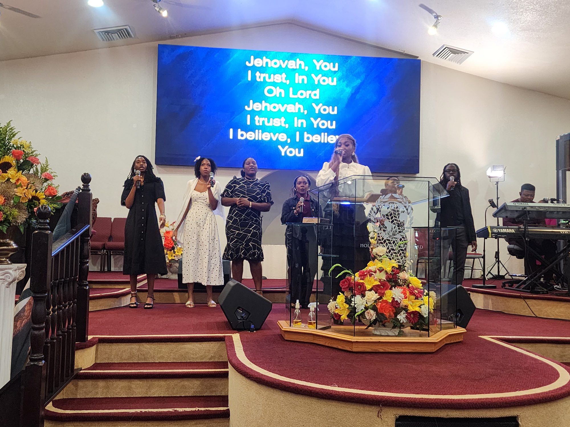Praise team leading worship during the Ingathering service.